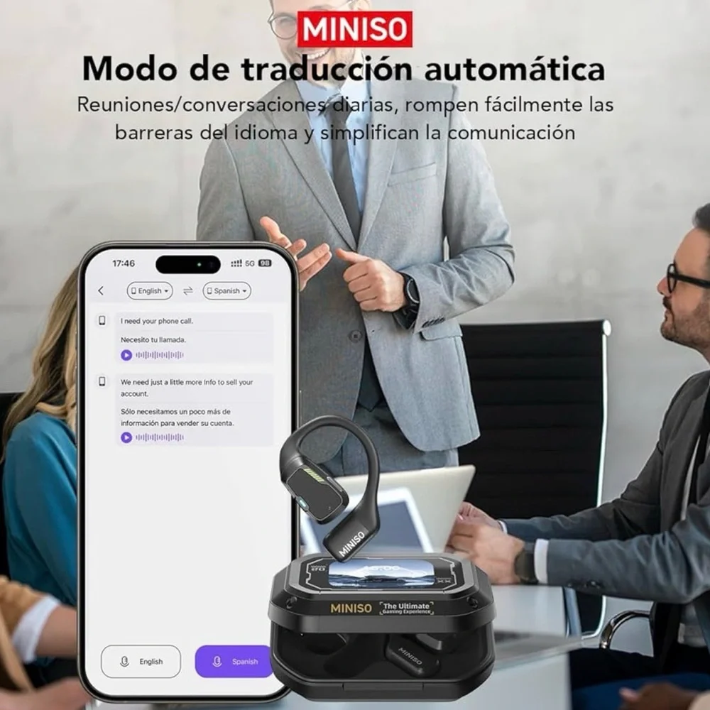 MINISO Open Ear Translation Real Time Bluetooth 5.4 Headphones LED Display
